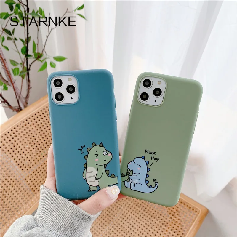 Парный мультяшный чехол с динозавром для iPhone 12 Mini 11 Pro Max SE 2020 X XR XS 8 6s 6 7 Plus мягкий