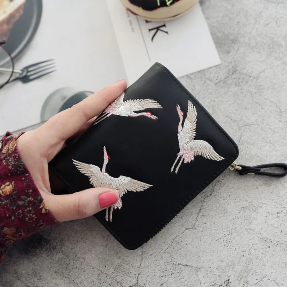 Мини кошелек для женщин с милым принтом птиц модный из искусственной кожи на