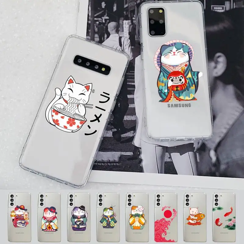 

Japan Koi Fish Cherry Blossom Lucky Cat Phone Case For Samsung A 10 20 30 50s 70 51 52 71 4g 12 31 21 31 S 20 21 plus Ultra