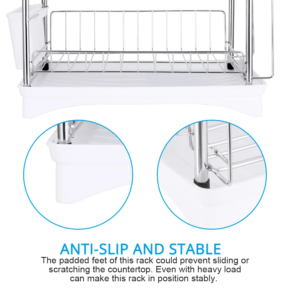 2 яруса сушилка для посуды Кухня Стиральная Держатель корзина с покрытием из