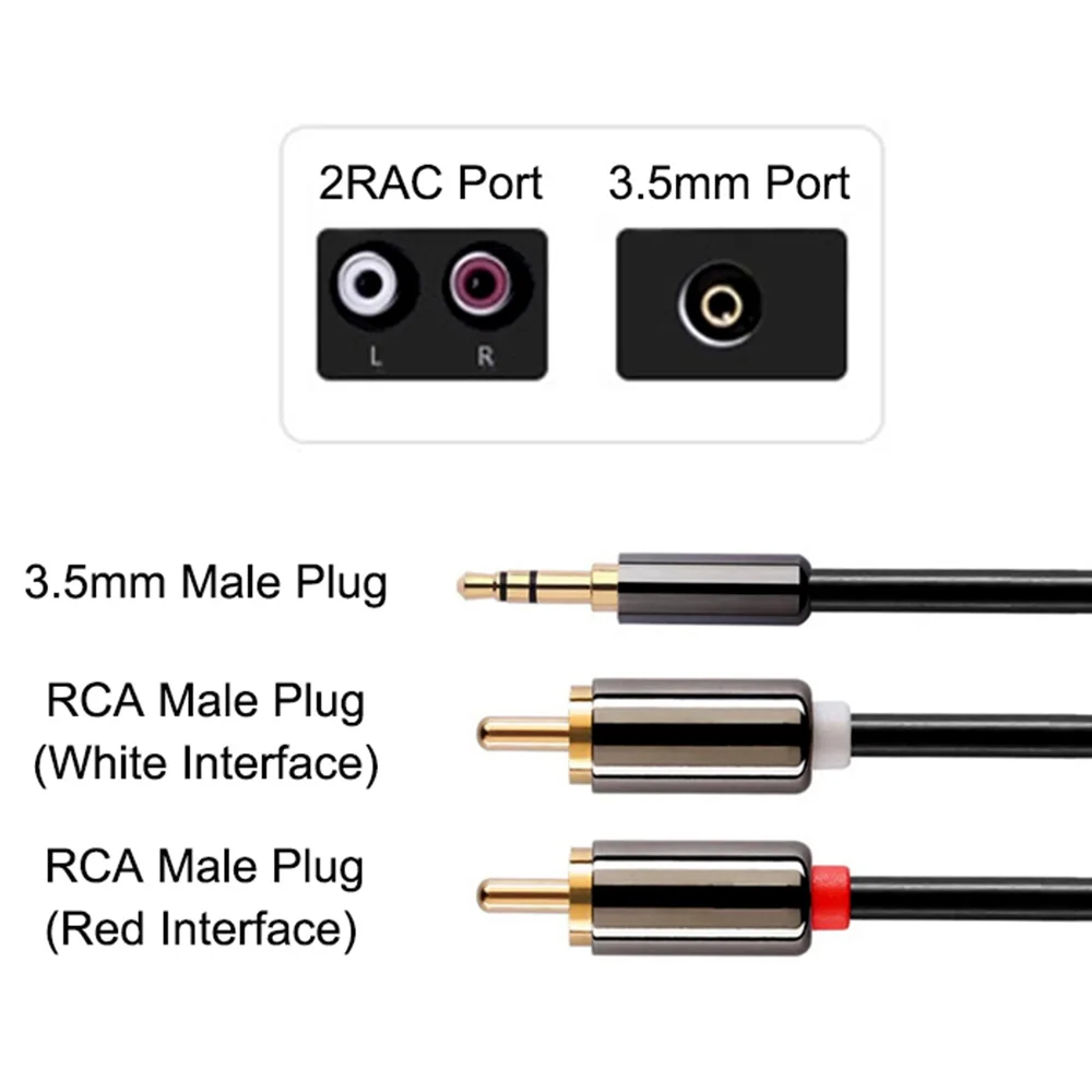 1 шт. аудиокабель 2 RCA на 3 5 мм AUX кабель штекер разъем к штекеру 2RCA сплиттер для