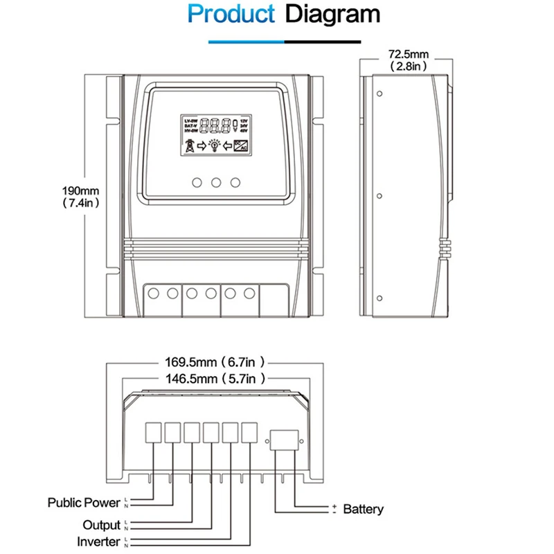 Автоматический двойной переключатель мощности ATS контроллер заряда солнечной