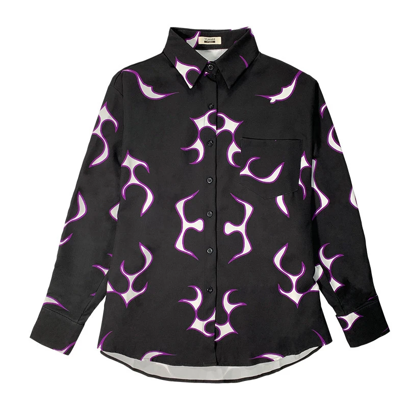 Женская рубашка с длинным рукавом винтажная свободная уличная в стиле Харадзюку