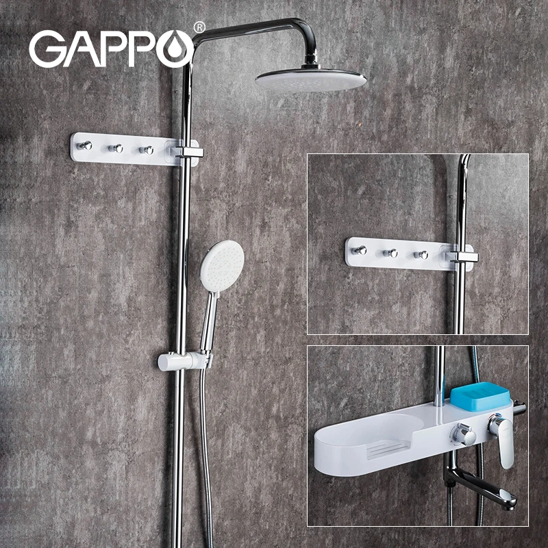 

GAPPO Bath Shower System Mixer Rotate Tub Spout Wall Mount Rainfall Shower Head With Handshower Rainfall Shower Mixer Faucet