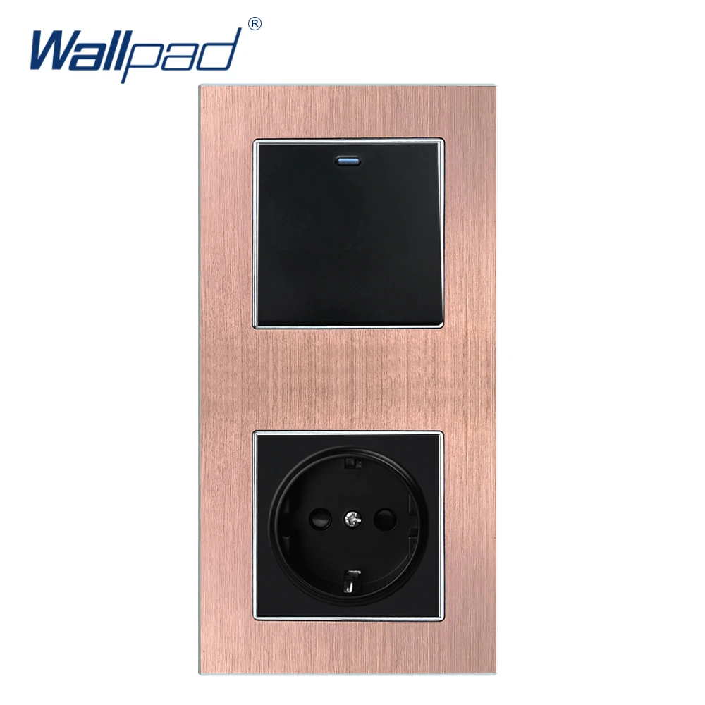1 Gang 2 Way EU Socket German Standard Wallpad Luxury Wall Outlet Satin Metal Panel 86*172mm Power | Обустройство дома