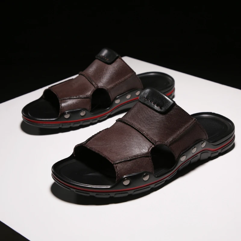 

2021 Brand New Summer Men Sandals Fashion Comfortable Soft Leather Slippers Casual Breathable Outdoor Beach Shoes