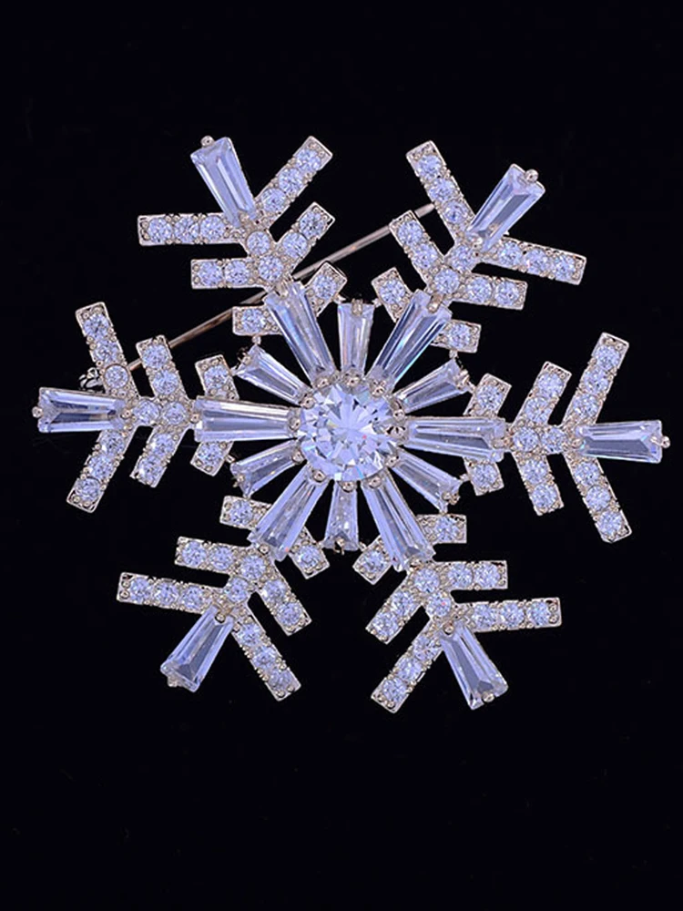 

Изысканные рождественские женские броши в виде снежинки с кристаллами для платья с цветами