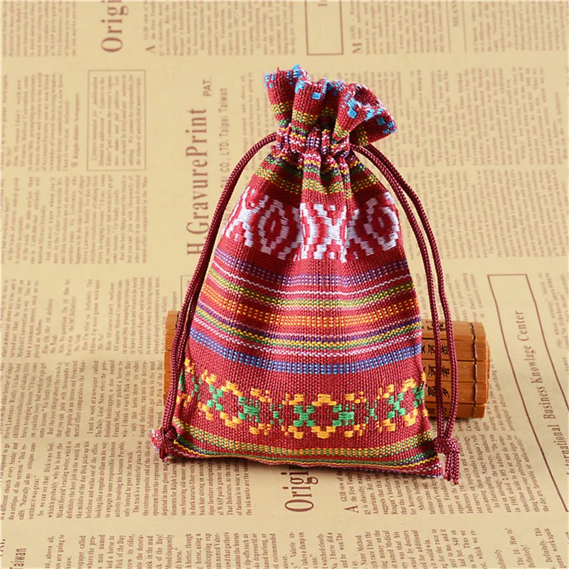 Ethnic-Style Drawstring Gift Bag Chinese style pan Beads Bracelets Cotton Linen Colored Cloth Currently Available Wholesale | Украшения и