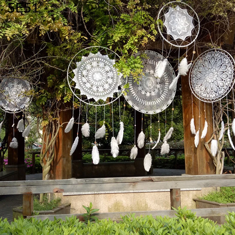 One piece handmade big Dream catcher white feather wedding decortion creative | Дом и сад
