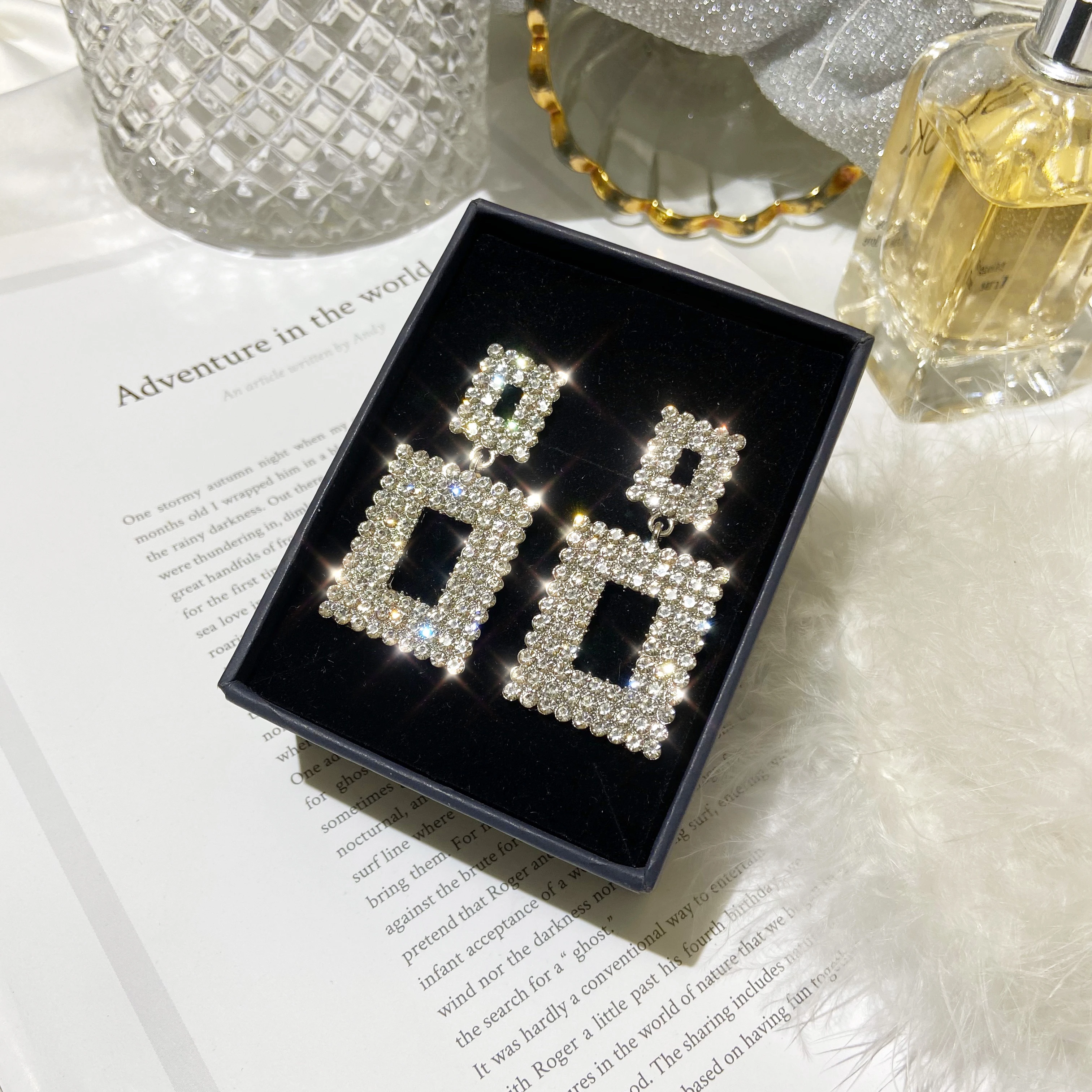 Женские свадебные серьги элегантные с кристаллами модные ювелирные