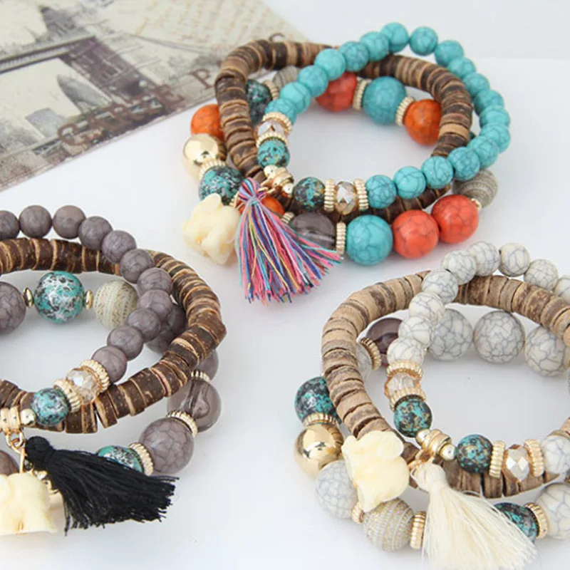 Этнический многослойный бисер очаровательные браслеты для женщин богемные
