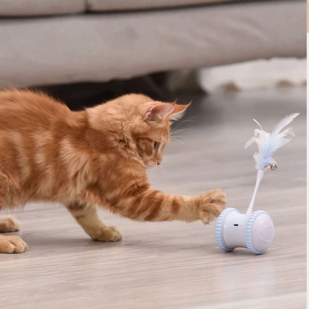 USB Charging Pet Cat Feather Smart Electric Balance Car Funny Toy Electronic Automatic Teaser Playing | Дом и сад