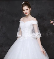 plus size bridal white v neck batwing sleeve pregnant wedding dress classic lace flower lace up ball gown vestido de noiva