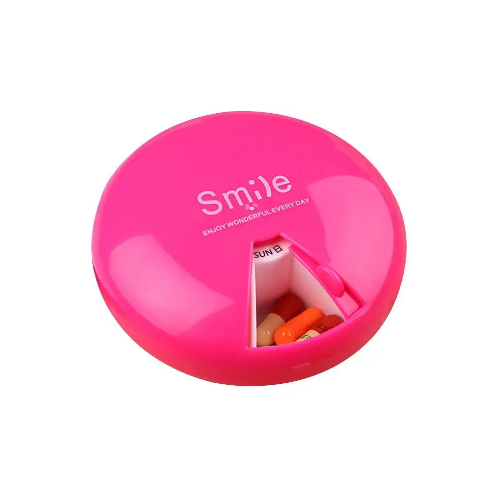 

Чехол для таблеток на 7 дней, портативный круглый контейнер для таблеток с еженедельным вращением, дорожный контейнер для лекарств, мини-кон...