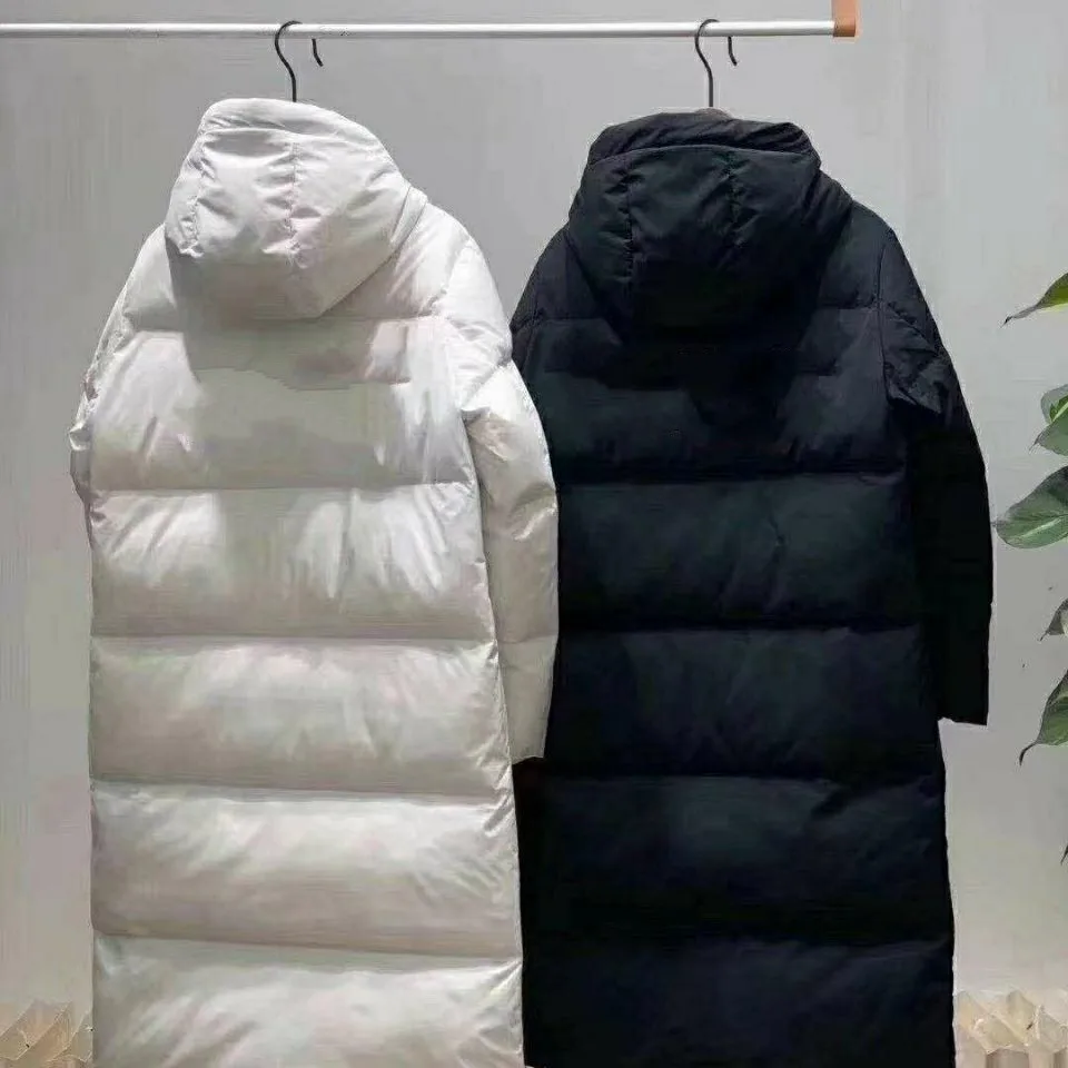 

Winter Men's and Women's Down Jacket Loose Medium and Long Knee Fashion White Duck Down Jacket Warm Plush Thickened Coat