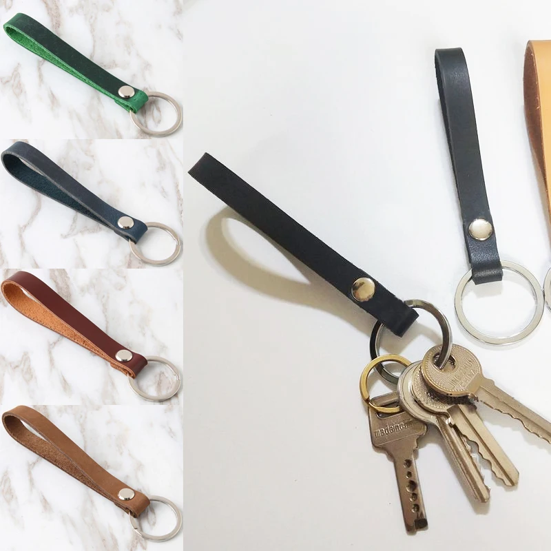

1Pcs Auto Pendant Accessory Leather Keychain Wrist Strap Key Holder Keyring Men Women Vintage Durable