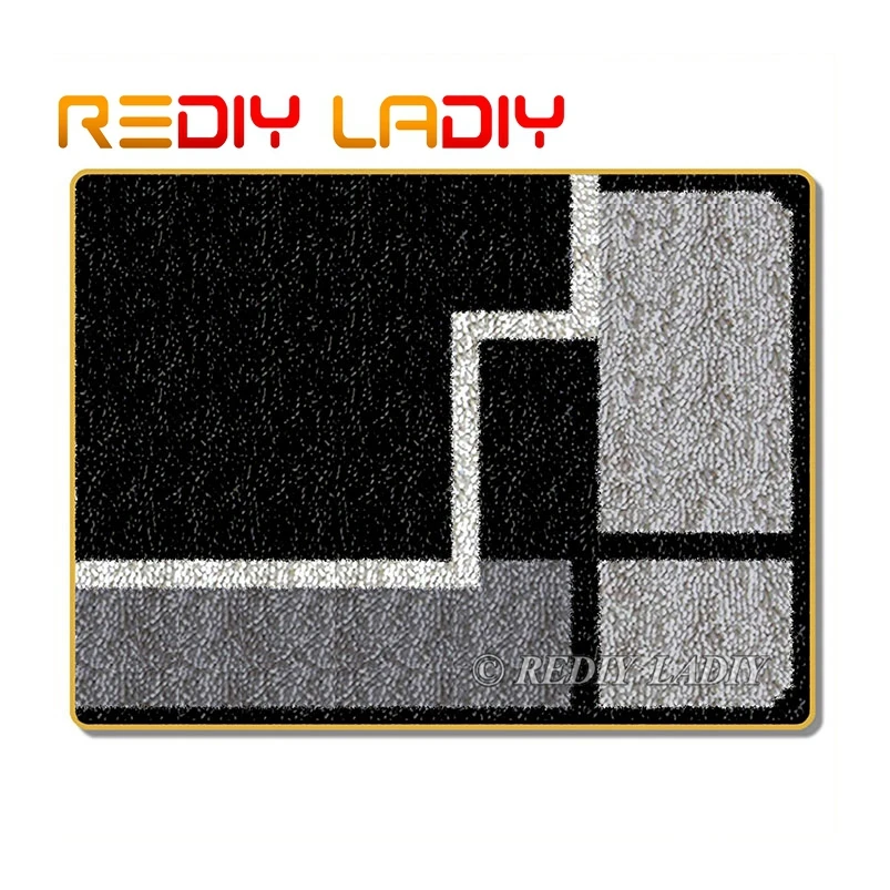 

Latch Hook Rug Kits Make Your Own Rug Black & White Crocheting Cushion DIY Carpet Rug Acrylic Yarn Printed Canvas Hobby & Crafts