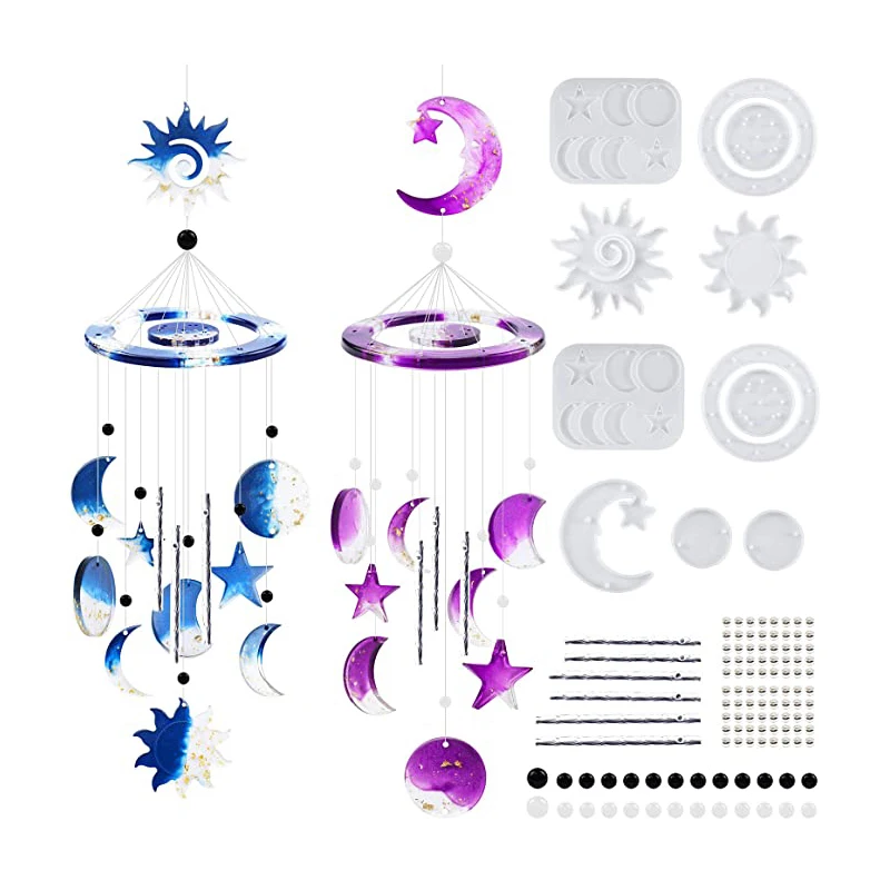 

Wind Chime DIY Crystal Epoxy Resin Mold Sun Star Moon Manual Wind Chime Combination Material Kit Silicone Mold For Resin