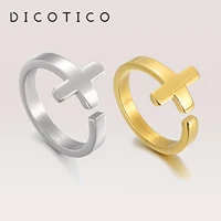 dicotico simple cross cuff rings for women jewelry stainless steel wedding bands cruz anillos mujer india rings accessories 2022
