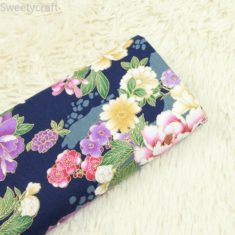 

110x45cm Flower Bronzing Printed Fabric tissus telas Thick Cotton Fabrics By Yards Tecido Handmade Sewing patchwork Accessories