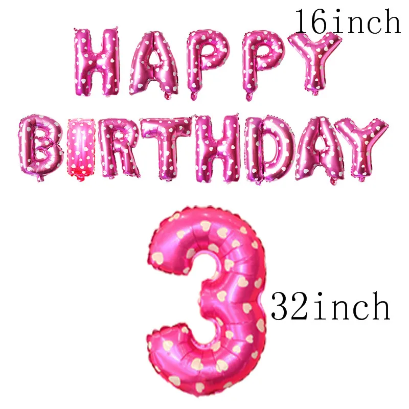 Chicinlife мальчик девочка 2 3 фольгированный шар с днем рождения воздушные шары 2 3 года День Рождения украшения Дети День Рождения Декор - Цвет: Pink HB 3