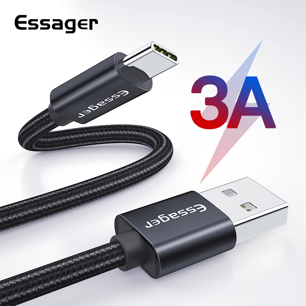 Зарядный кабель Essager USB Type C 3 А для Huawei Samsung S20 Xiaomi mi 10 C|Кабели мобильных телефонов| |