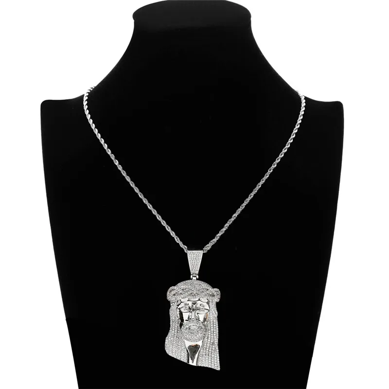 Iced Out Jesus Corolla Big Pendant Mens Hip Hop Necklace With Chain Fashion CZ Stone Necklace For Man Women Gift