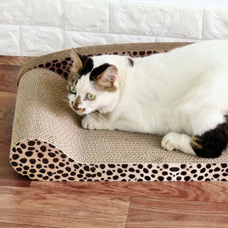 

Leopard-Print Curved Scratching Board Grinding Claw Resting Sofa Shape Bed P9YB