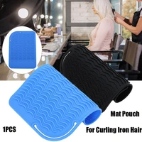 silicone heat resistant mat pouch for curling iron hair straightener multifunction silicone mat for flat iron hair styling tool