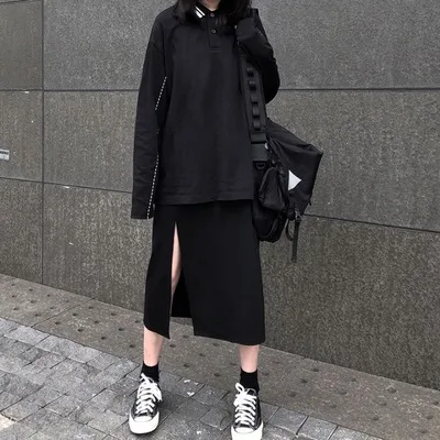 Весна 2020 юбка-трапеция средней длины с завышенной талией юбка разрезом по бокам