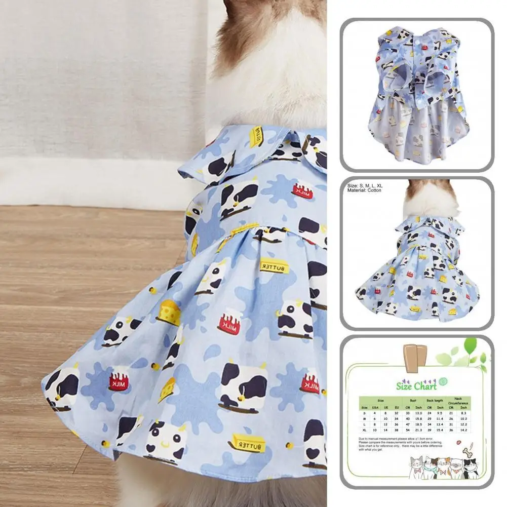 

Thin Stylish Cat Dog Summer Pullover Dress Short Sleeve Pet Skirt Cartoon Print for Vacation