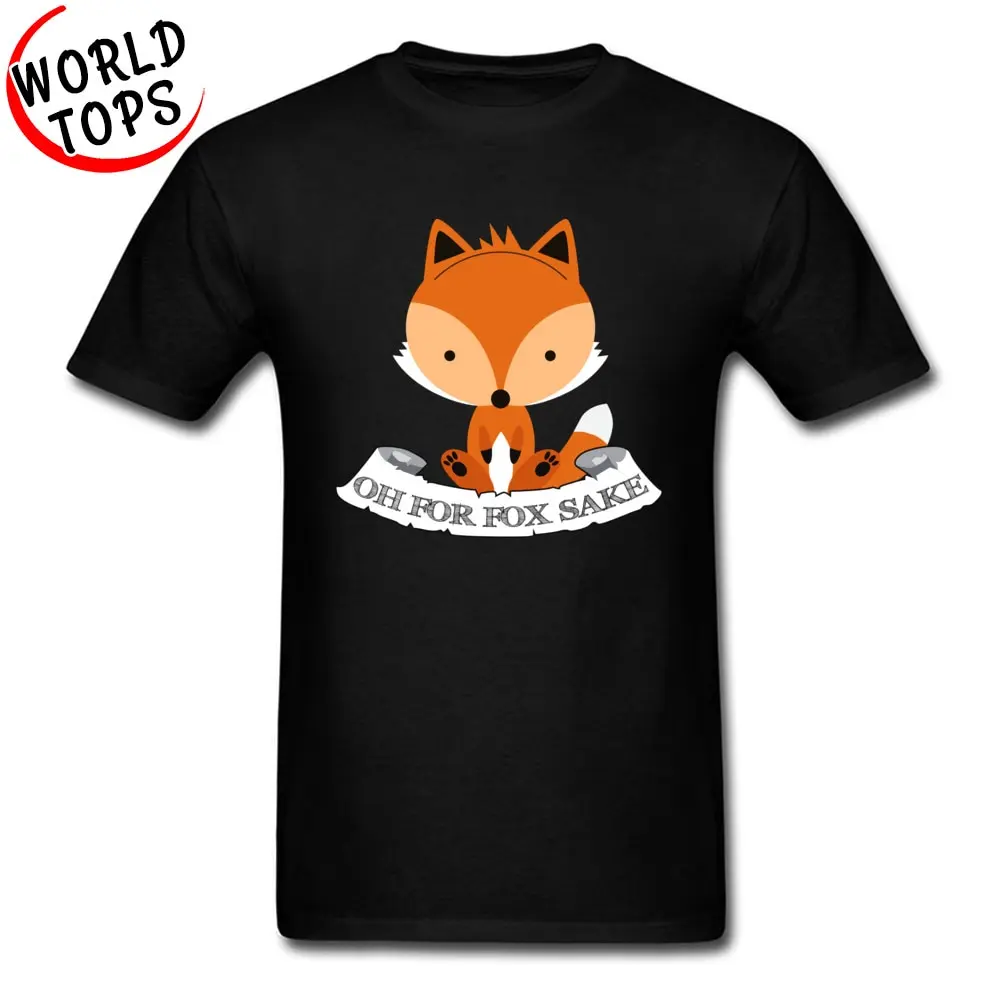 Funny Boy T Shirt Cute Fox April FOOL DAY 100% Cotton Fabric Men Tops New Fashion Short Sleeve T Shirt Oh For Fox Sake