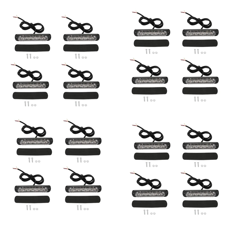 

4PCS Universal Super Thin 6LED Car 12-24V Truck Warning Caution Emergency Construction Flashing Strobe Light Bar