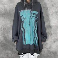 cold and dark hooded sweatshirt womens spring and autumn thin style trendy loose cool girl wearing a chain hip hop top