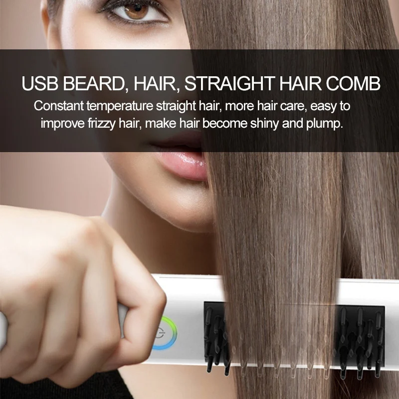 

Professional Hair Straightener Styling Tool 3 In 1 Electric Quick Beard Hair Straightener for Men Women Anti Static Rechargeable
