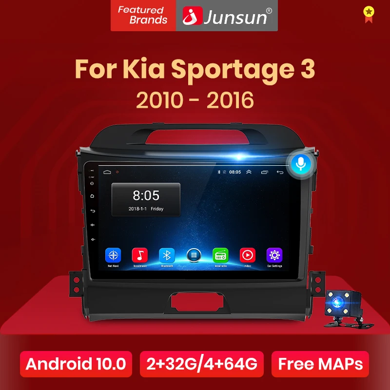 Junsun 4G + 64G Android 10 для Kia Sportage 3 2010 2011 2012 2013 2015 2016 Авто 2 din Автомобильный Радио стерео