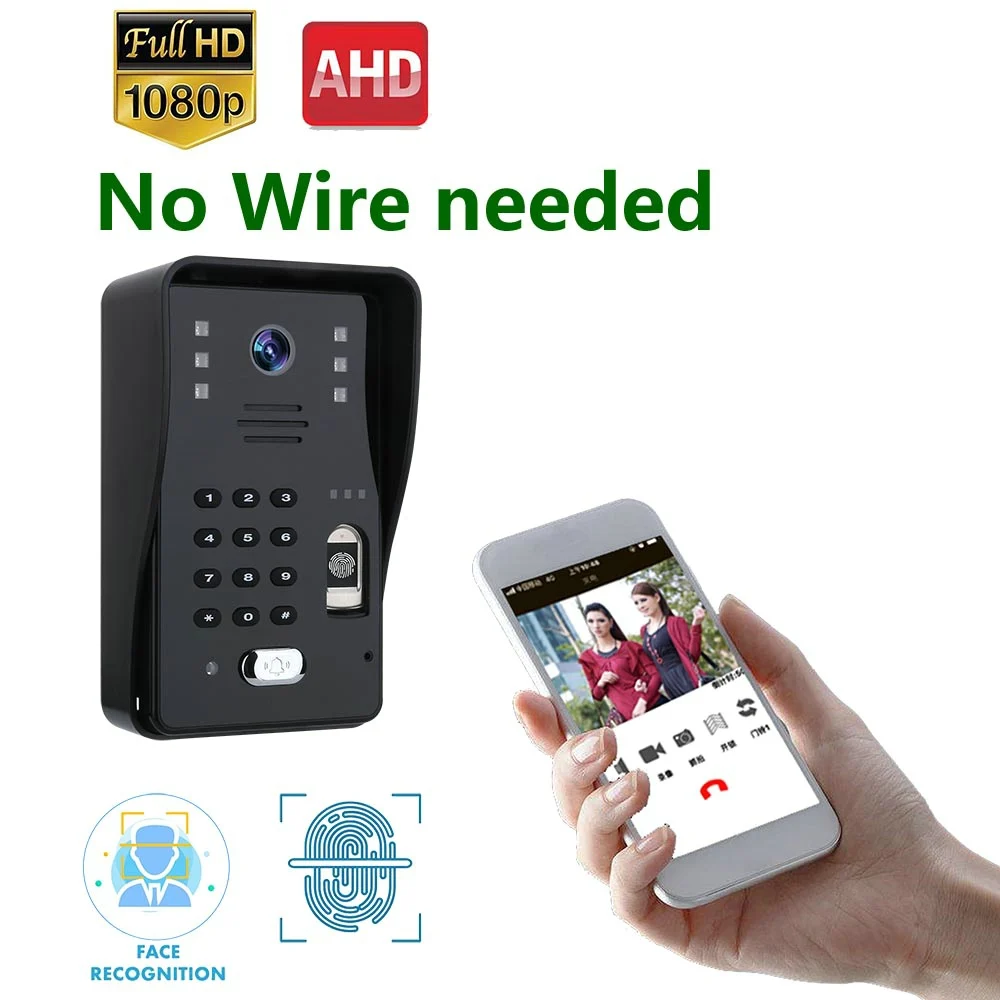 Draadloze Wifi Video Deurtelefoon Deurbel Ip Intercom Systeem, 1080P Ahd Camera ,500 Vingerafdrukken, 500 Gezichtsherkenning Unlock