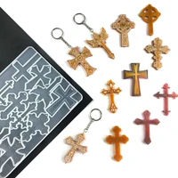 halloween cross silicone mold for epoxy resin with hole diy keychain pendant decoration cool jewelry making