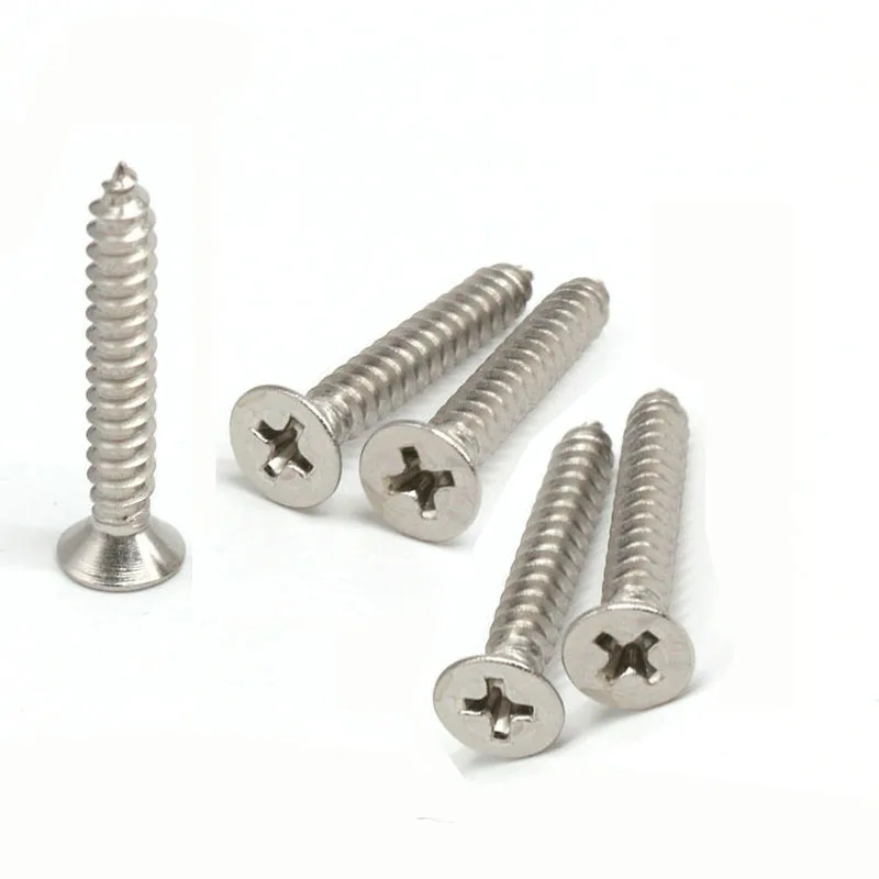 Саморезные винты с потайной головкой плоские 304 из нержавеющей стали phillips