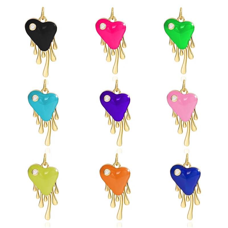 

DIY Necklace Micro Pave Zircon Color Oil Drop Color Love Small Pendant For Women Personalized Jewelry Accessories Wholesale