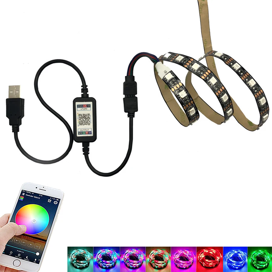 Bluetooth USB Светодиодная лента 5050 SMD DC 5V Гибкая светодиодный светящаяся лента 1 м 2 м HDTV Настольный экран подсветка светильник
