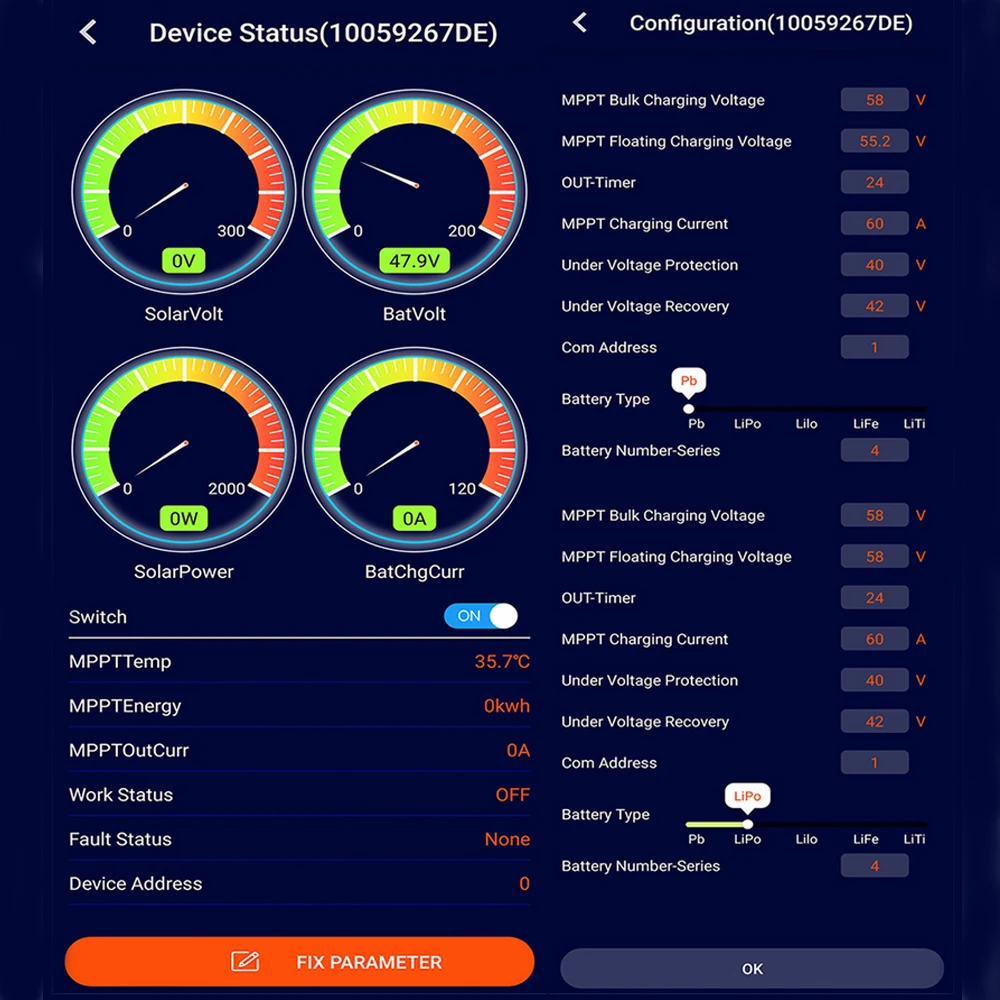 MakeSkyBlue MPPT Контроллер заряда 30A 40A 50A 60A ЖК-дисплей защита от перегрузки версия V118 V119-WiFi