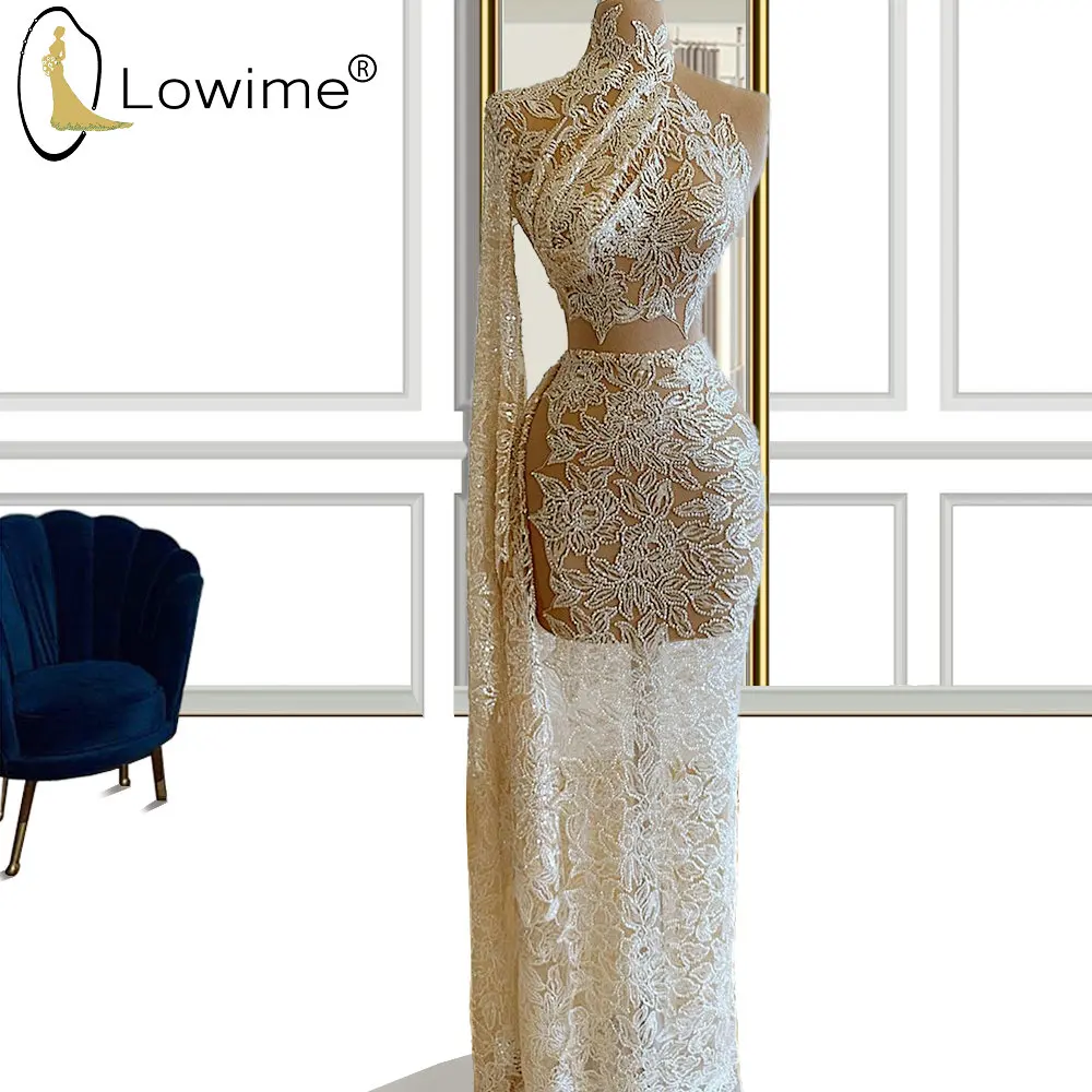 

Женское вечернее платье с юбкой-годе, платье из двух предметов с длинным рукавом и разрезом сбоку, официальное платье с юбкой-годе, 2020