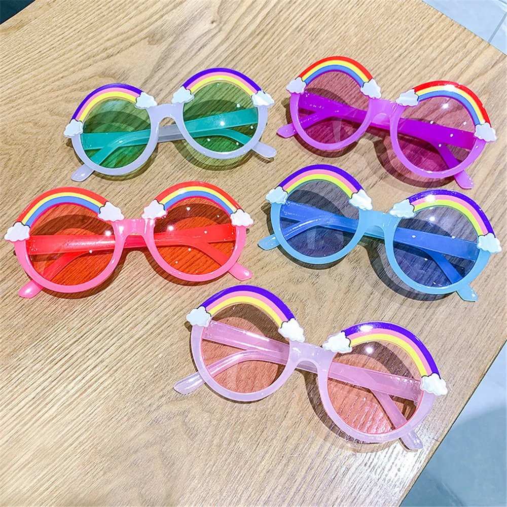 

Round Sunglasses Kids Rainbow Shape Sun Glasses Girls Boys Colorful Eye Lenses Baby Shades Yellow Mirror Junior's Eyewear