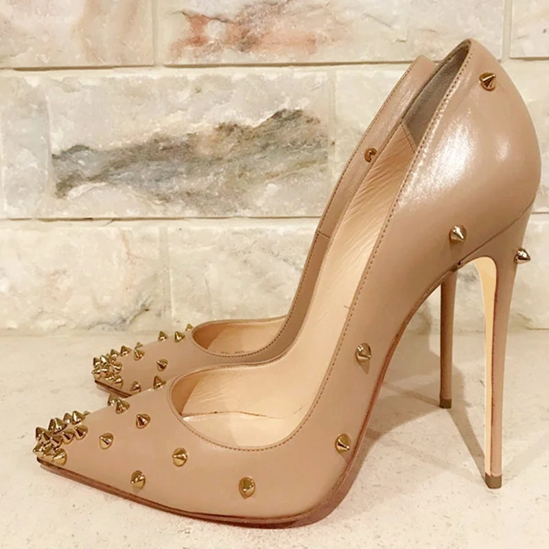 Туфли женские на шпильке элегантные туфли лодочки с заклепками матовая кожа