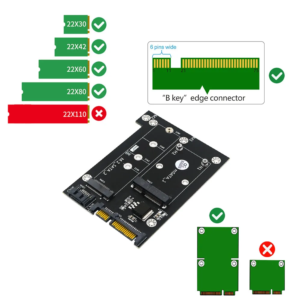 Плата расширения 2 в 1 MSATA NGFF M2 на SATA 3 0 PCI Express PCIE | Компьютеры и офис