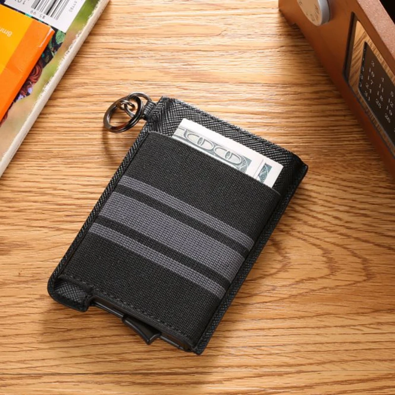 Genuine Cowhide Leather Business Smart Wallet RFID Card Holder Slim Anti-theft Security ID Holders Aluminum Box Pup Up Case | Багаж и