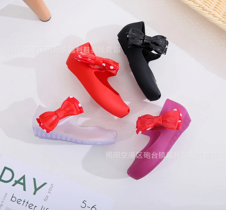 Kids Girl Side Bow Red Black Cartoon Mouse Scrub Children's Jelly Shoes Sweet Birthday Gift 4 Color | Детская одежда и обувь