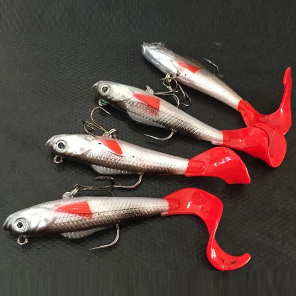 

Red Fishtail Fishing Lures Lead Coating Soft Bait Fishing Tackle 10cm Length
