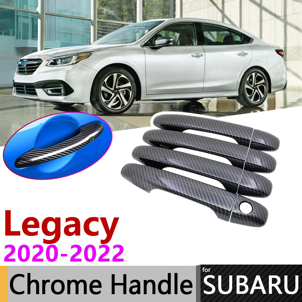 

Black Carbon Fiber Exterior Door Handle Cover for Subaru Legacy MK7 2020 2021 2022 Accessories Stickers Trim Set of 4Door Chrome